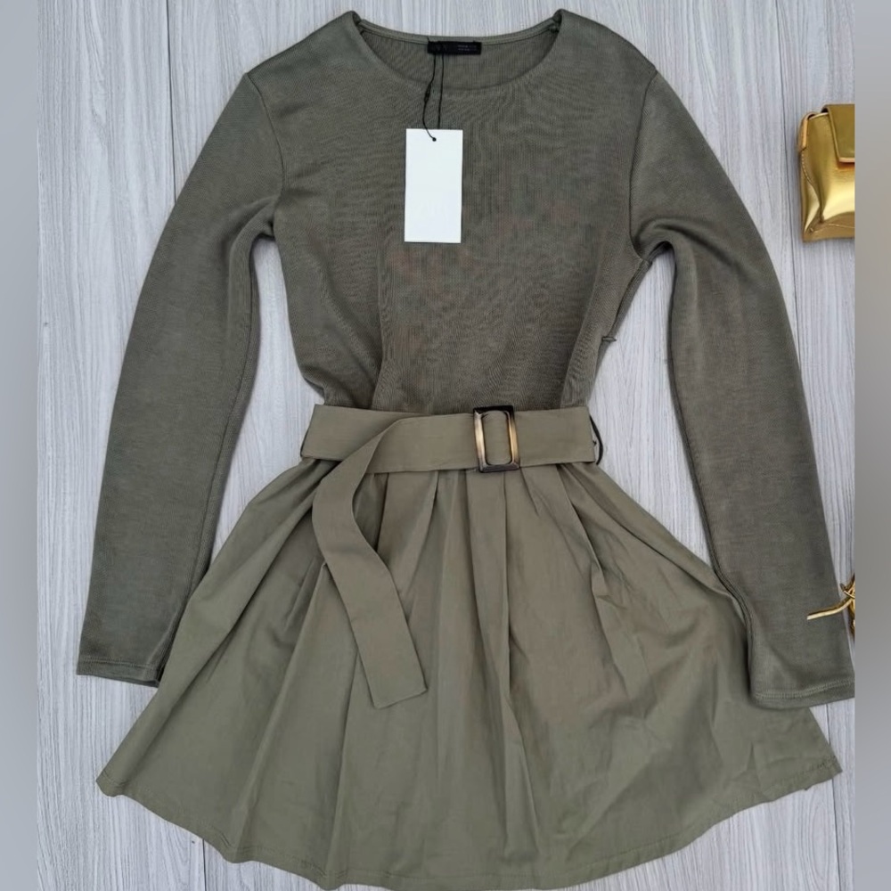 NWT olive zara belted dress